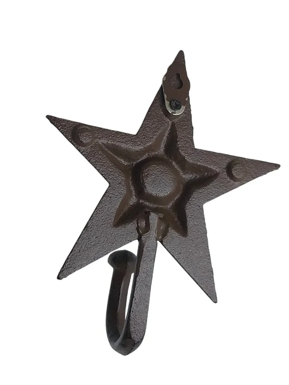 Cast Iron Star Wall Hook Key Rack Coat Rack Rustic Brown Finish